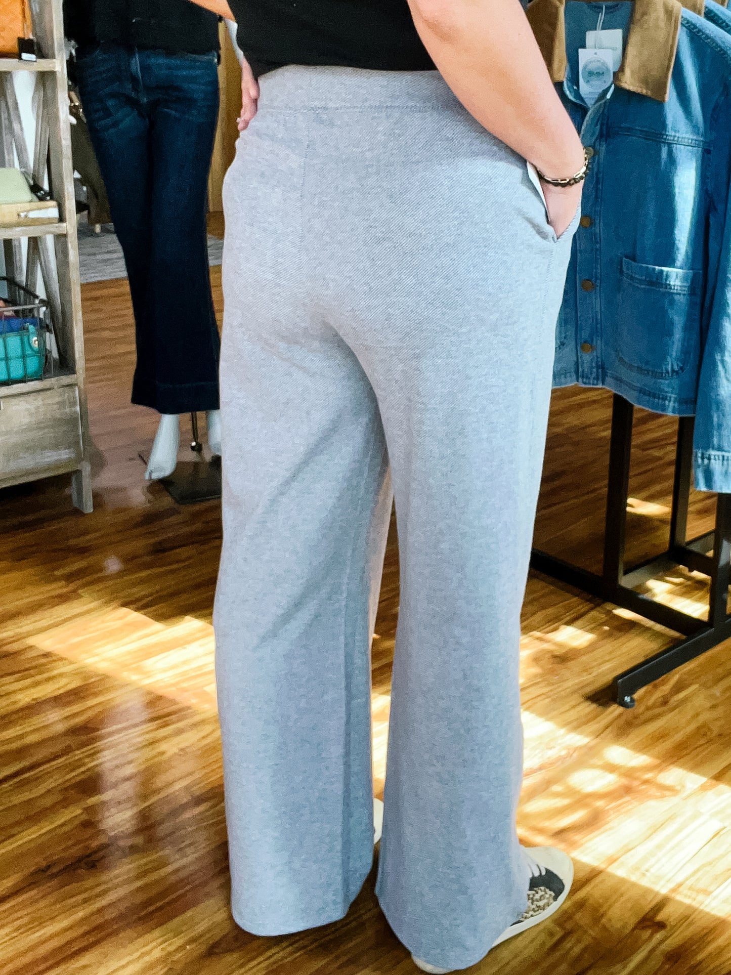 Charcoal Gray Mini Stripe Pants