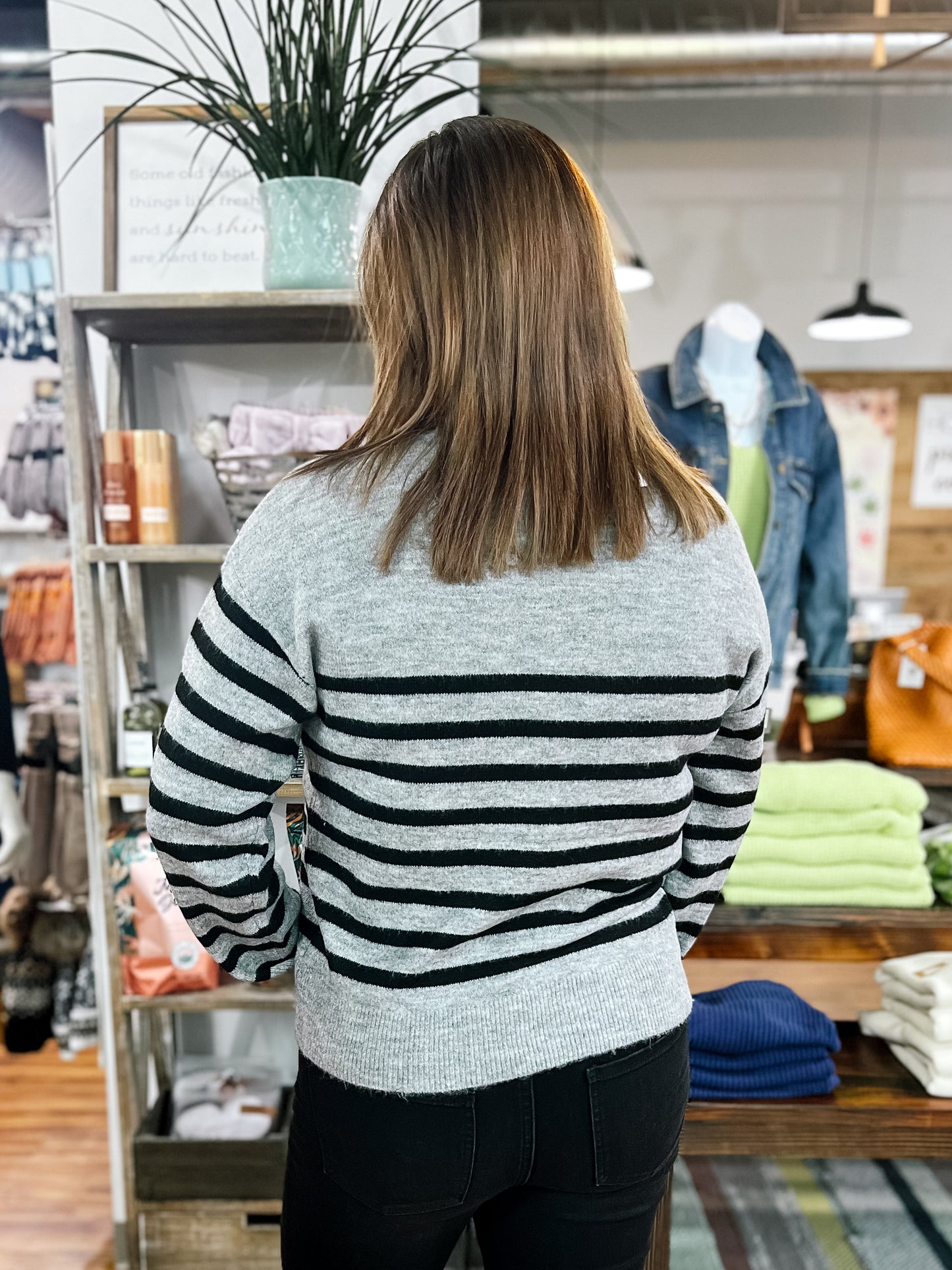 Gray W/ Black Stripe Sweater