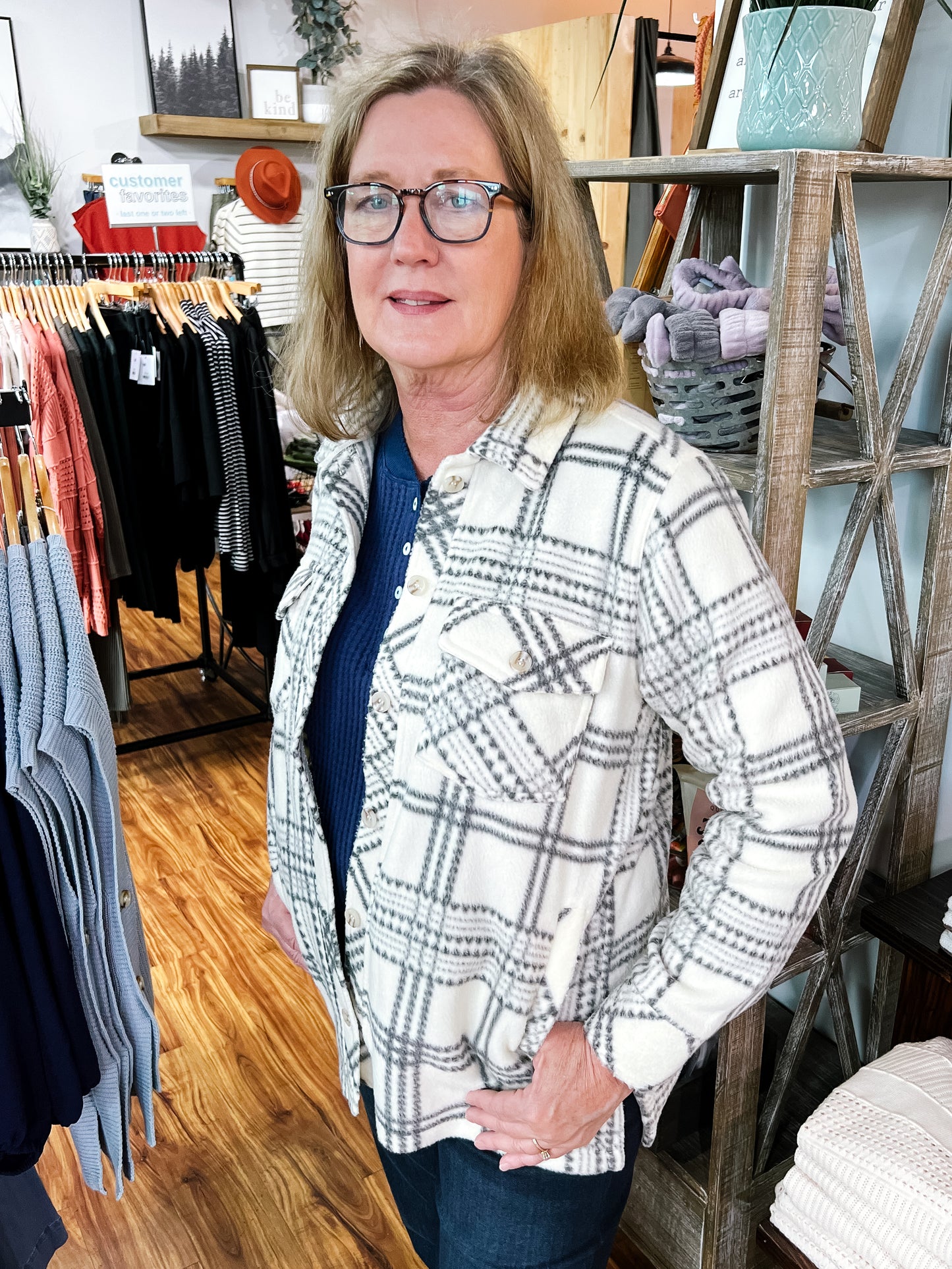 Ivory & Gray Plaid Shacket