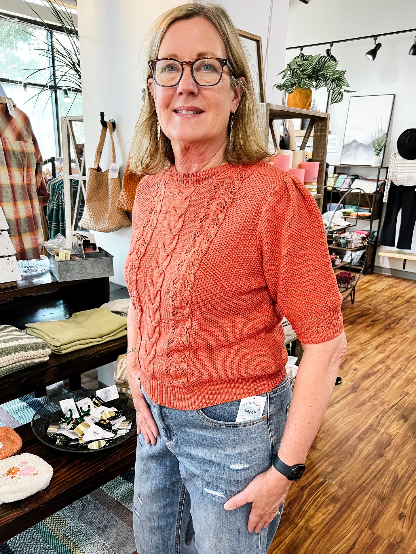 Rust Chunky Short Sleeve Sweater