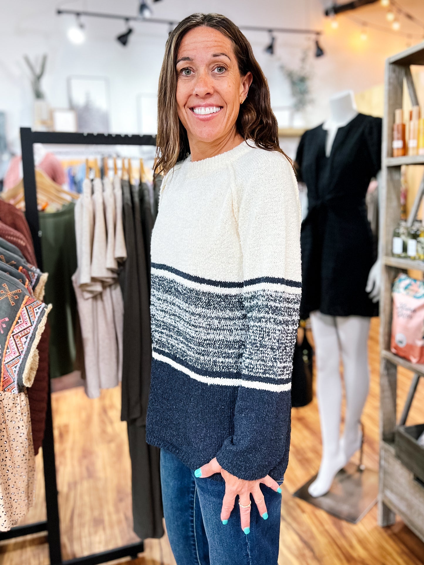 Cream & Indigo Sweater
