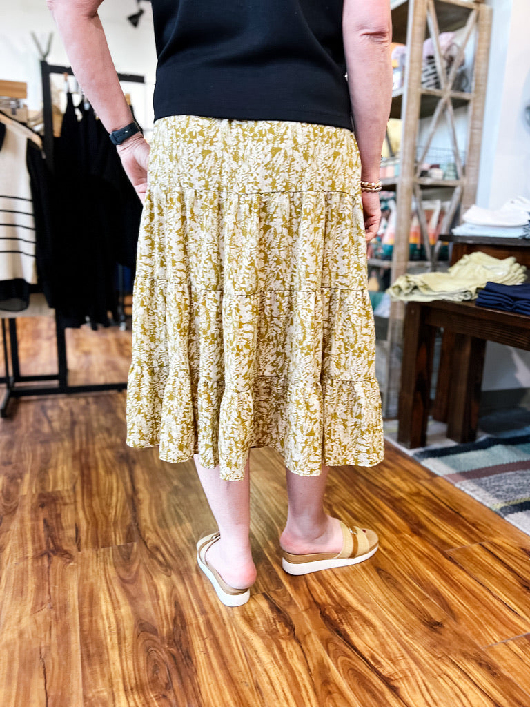 Mustard & Beige Botanical Skirt