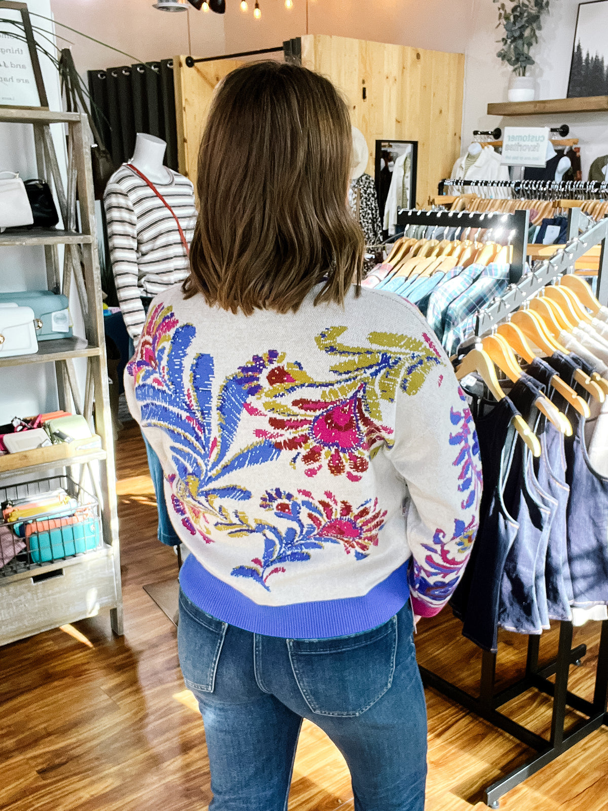 Jacquard Button Front Cardigan