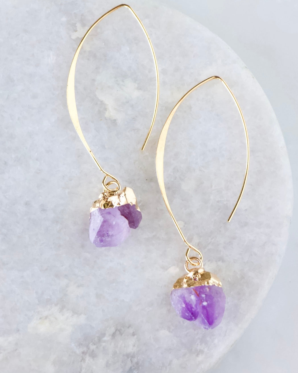 Amethyst Nugget Drop Earrings