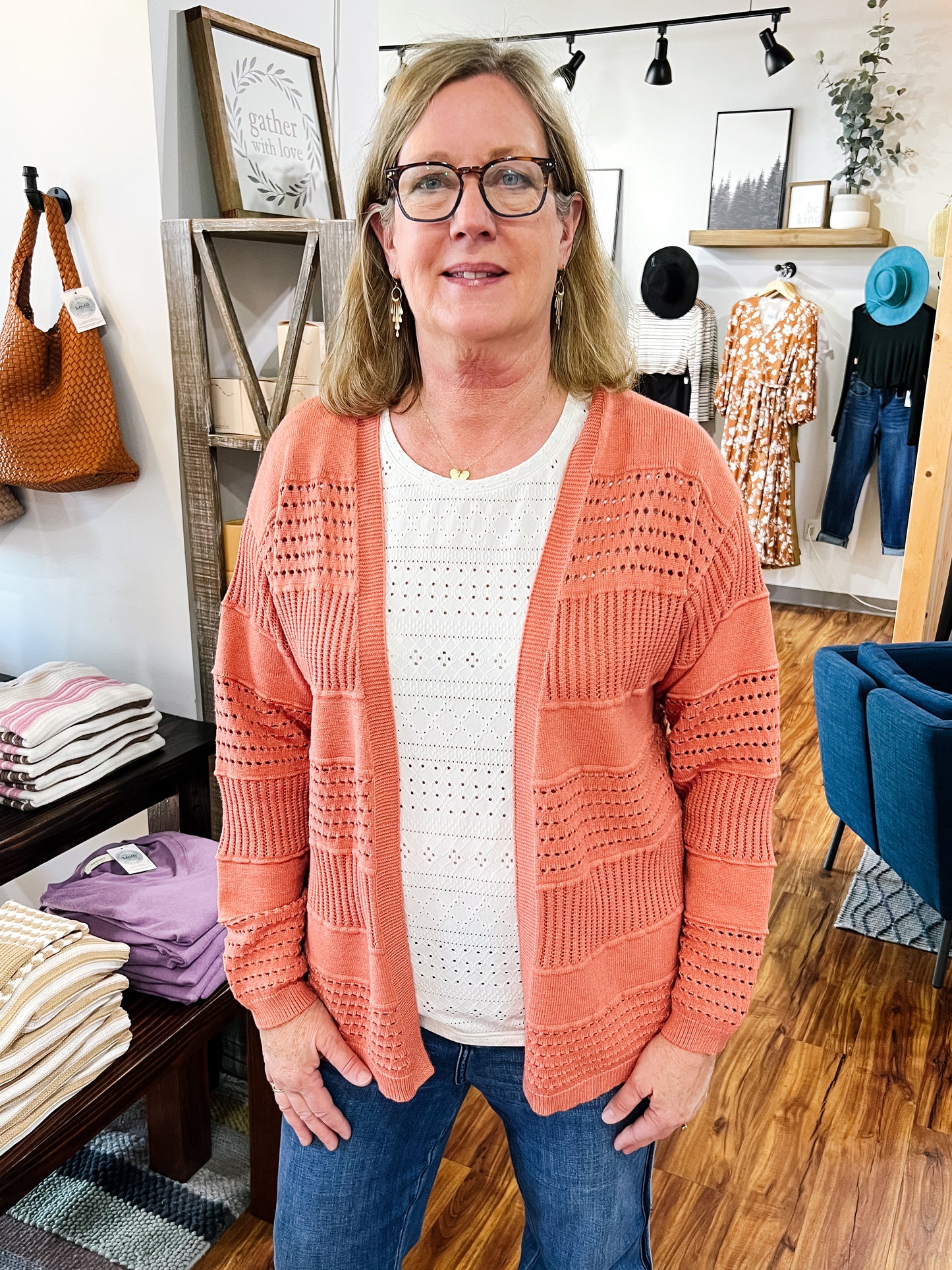 Terracotta Open Knit Cardigan