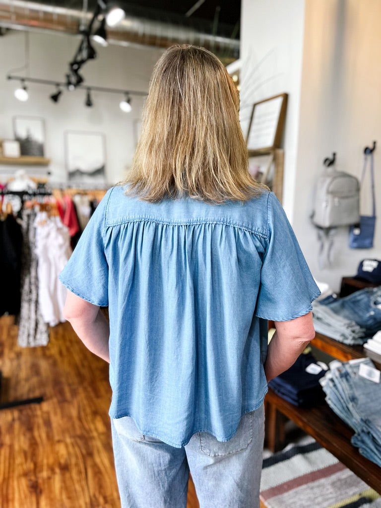 Denim Blue Short Sleeve Shirt