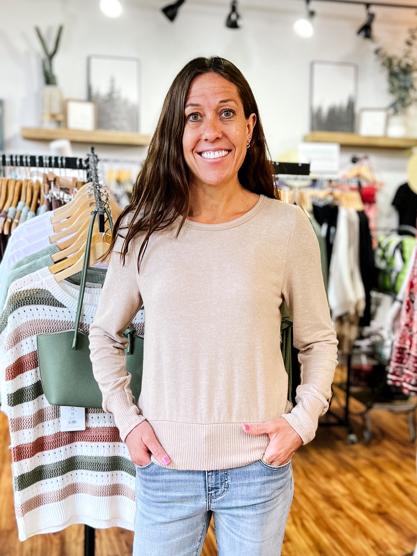 Beige Long Sleeve Sweater