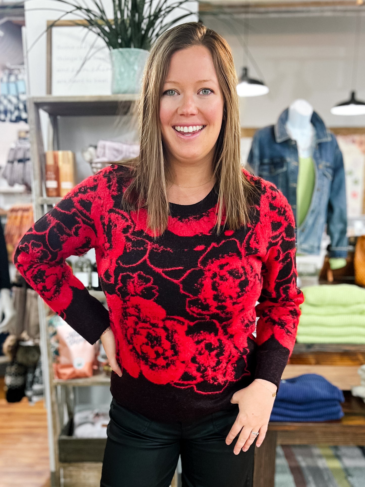 Black And Red Crewneck Sweater