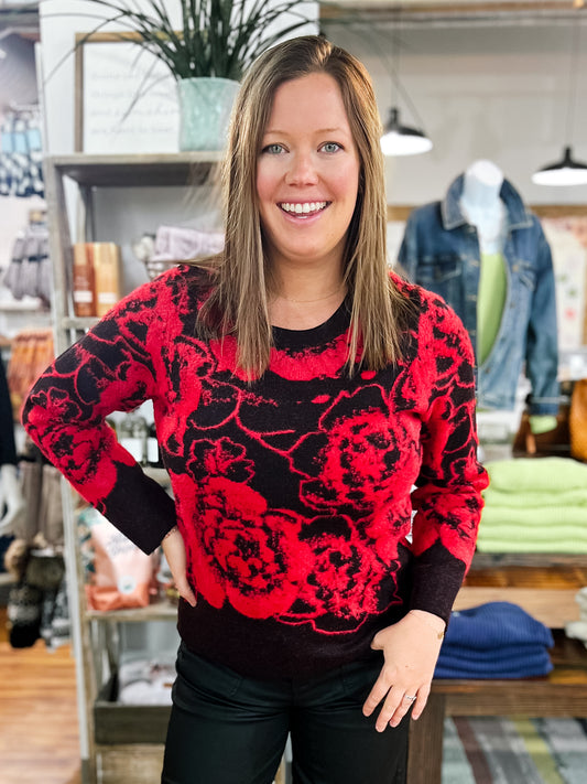Black And Red Crewneck Sweater