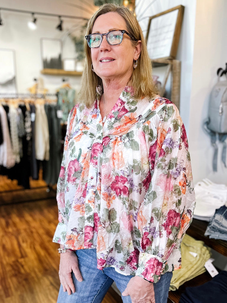 White Sheer Floral Top