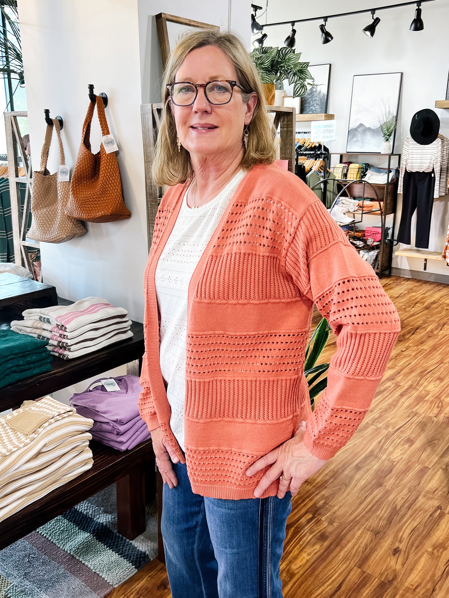 Terracotta Open Knit Cardigan