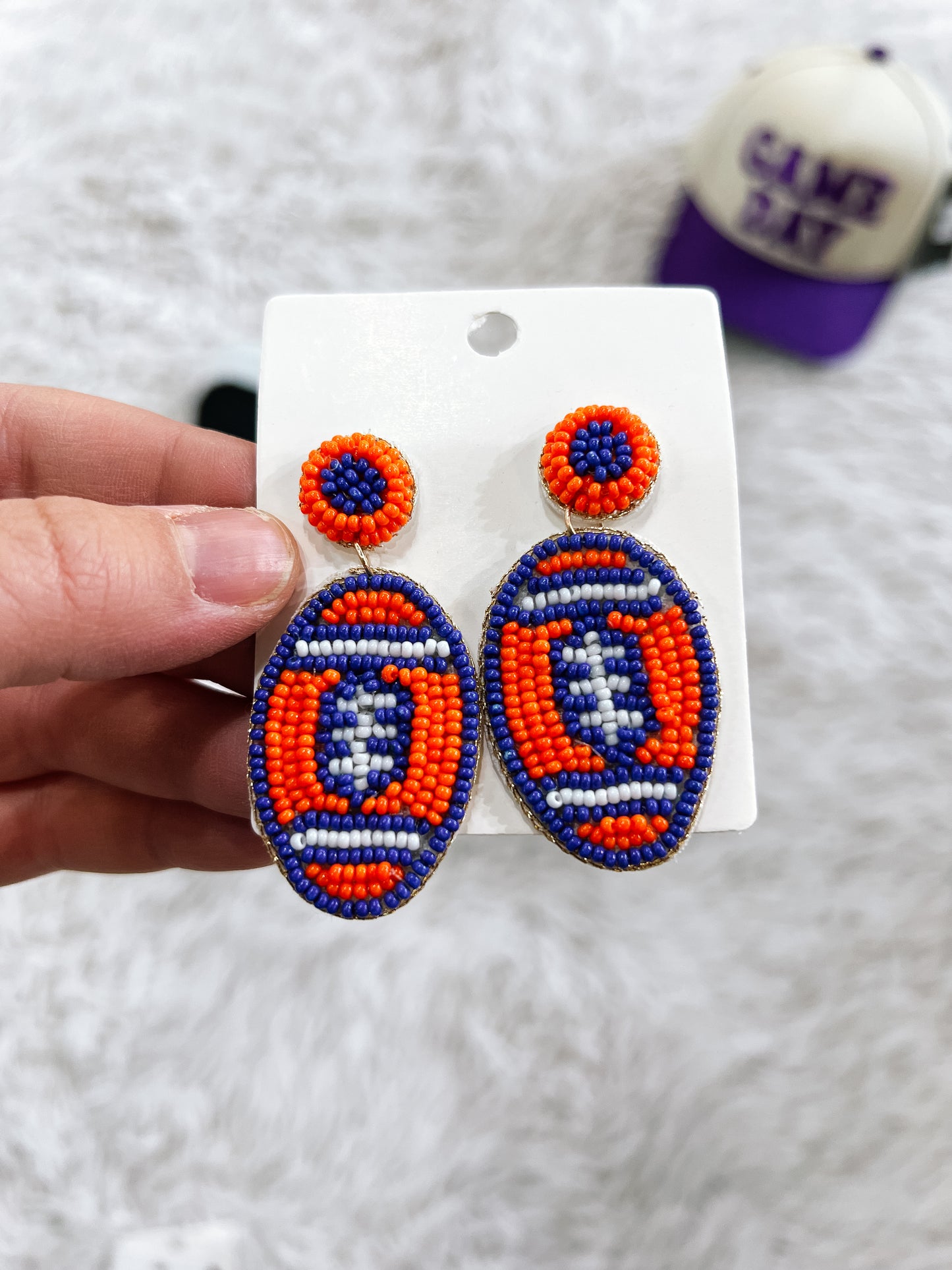 Orange & Blue Football Seed Earrings