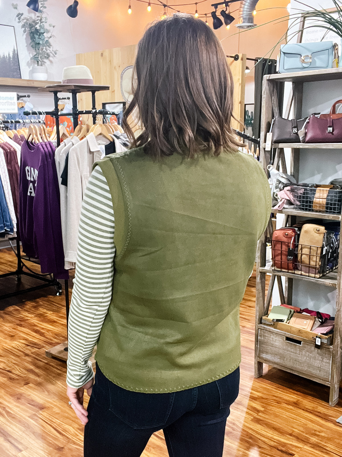Green Sleeveless Suede Top w/ Detailing