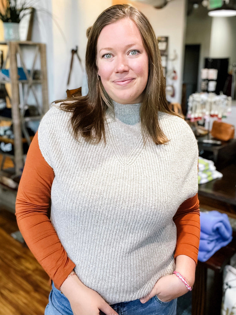 Oatmeal Cap Sleeve Sweater Vest