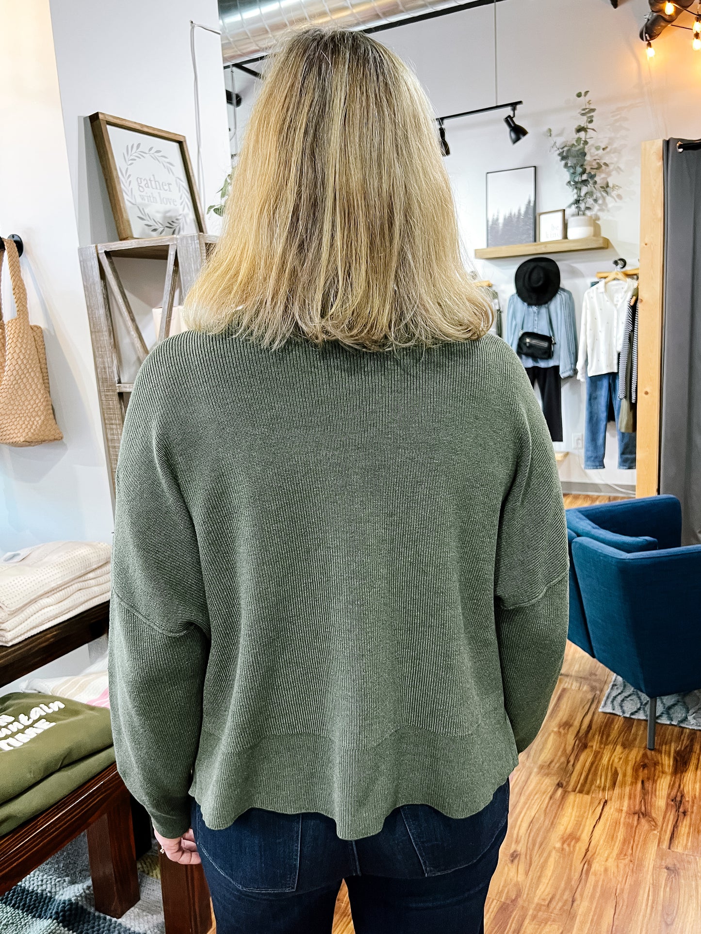 Ivy Green Crop Sweater