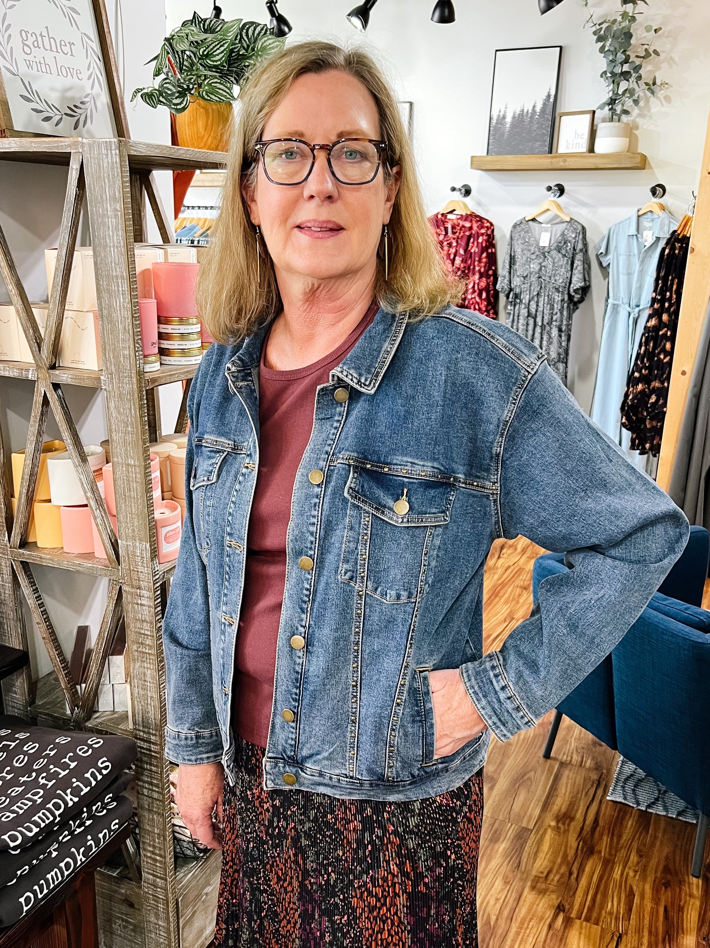 Medium Wash Denim Stud Jacket