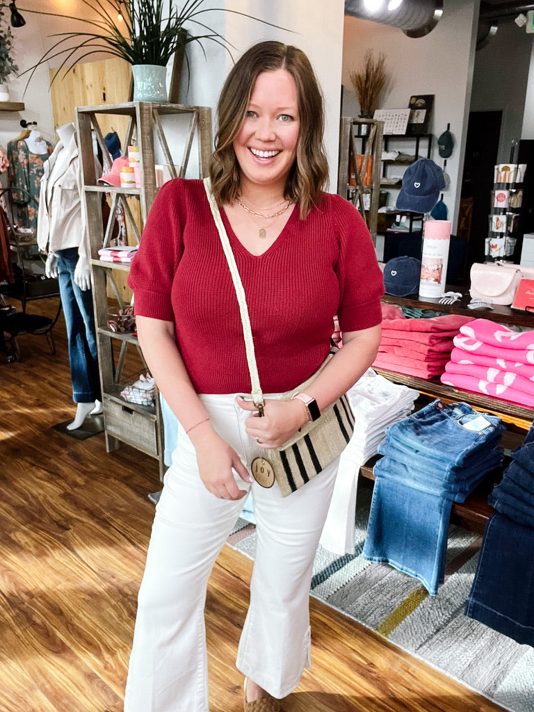 Garnet Puff Shoulder Sweater