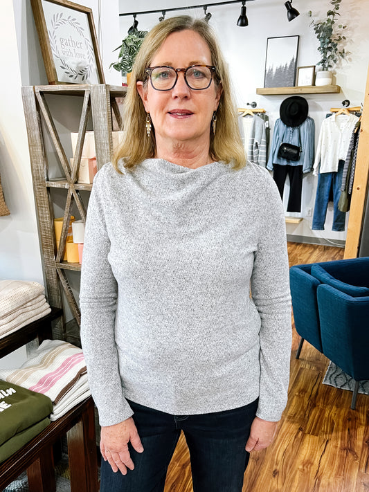 Heather Gray Cowl Neck Long Sleeve Top