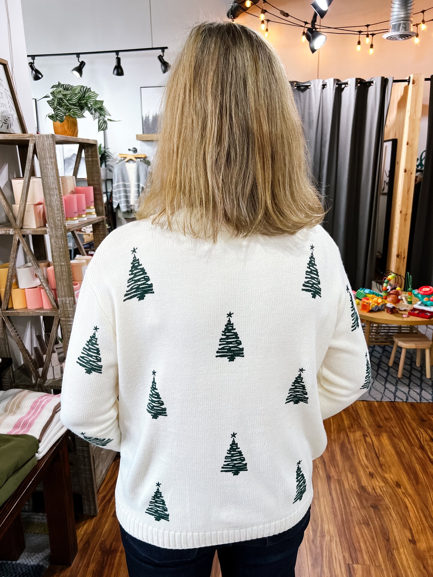 Ivory W/Pine Trees Sweater