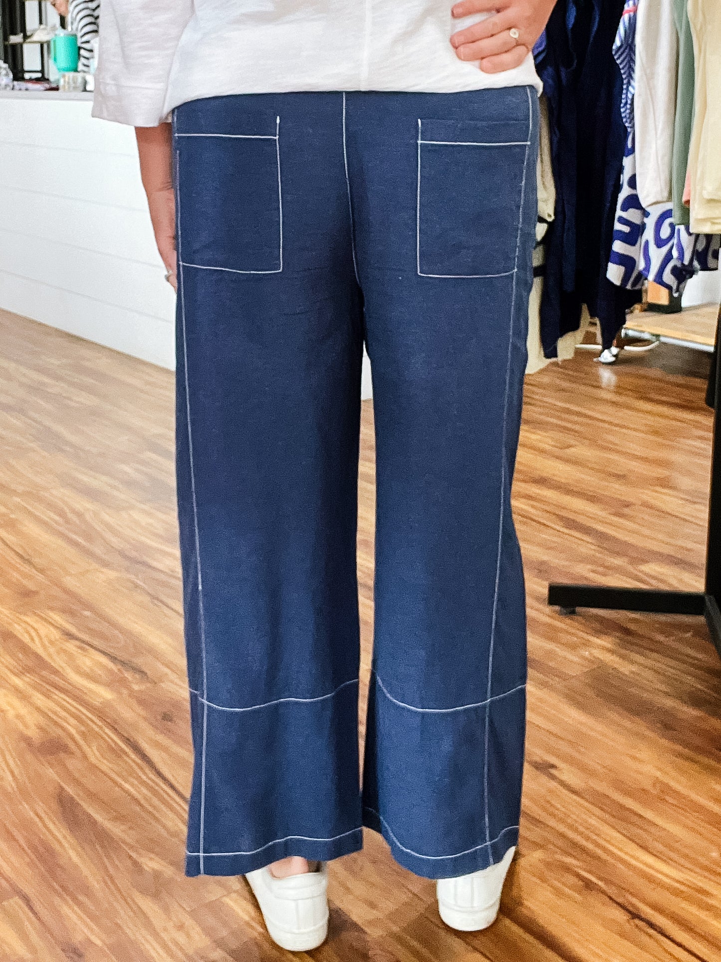 Navy W/White Stitching Pant
