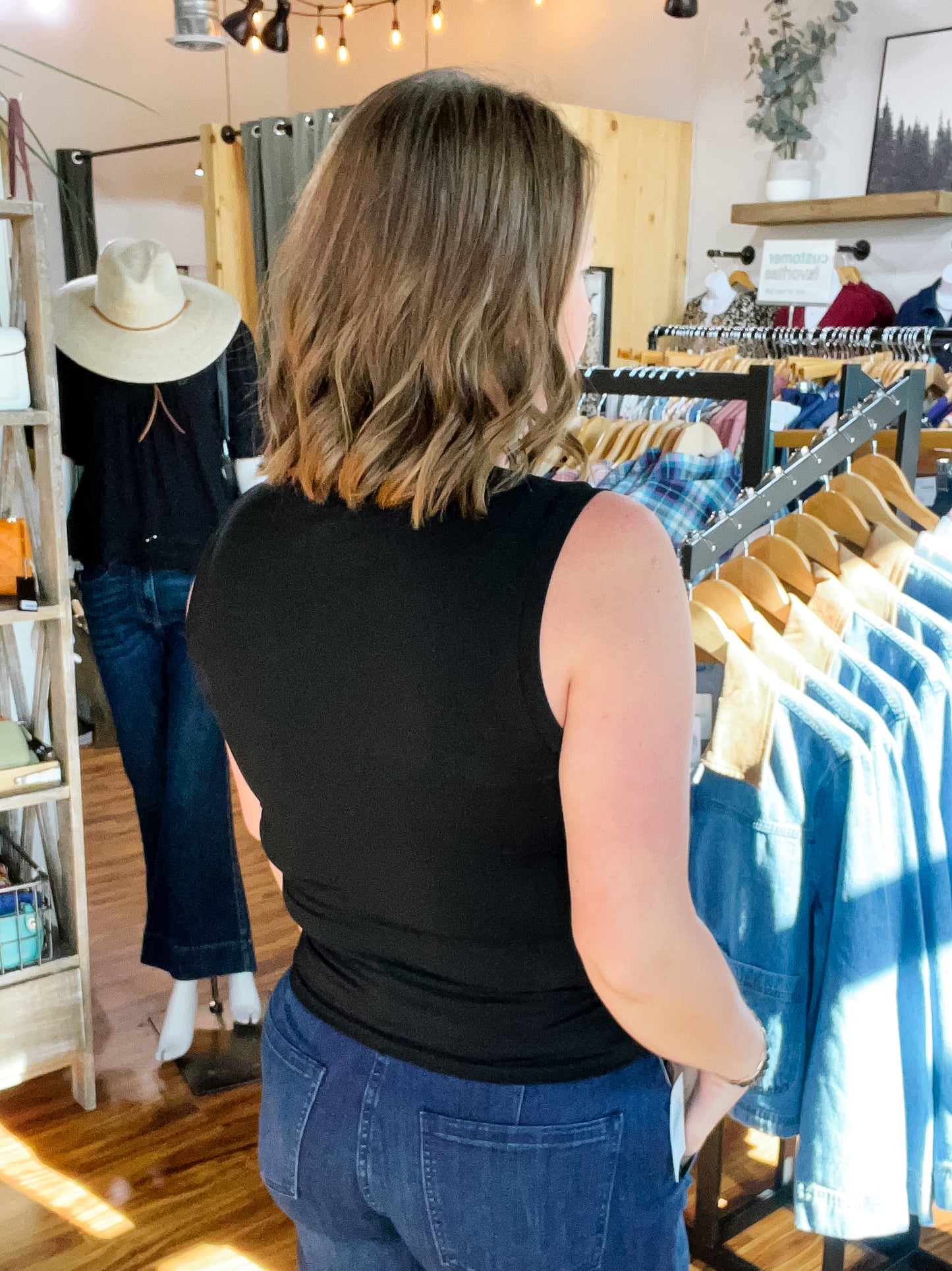 Black Draped Tank Top