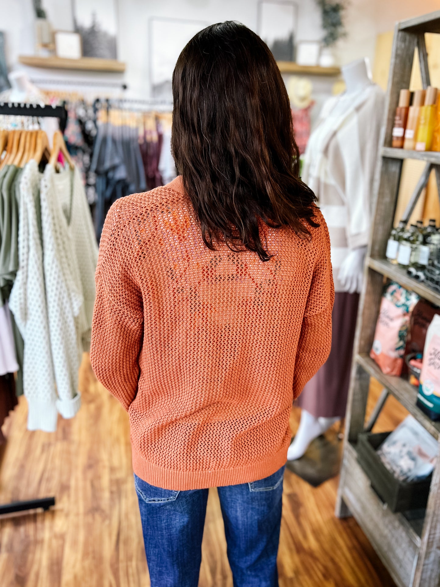 Rust Open Front Cardigan