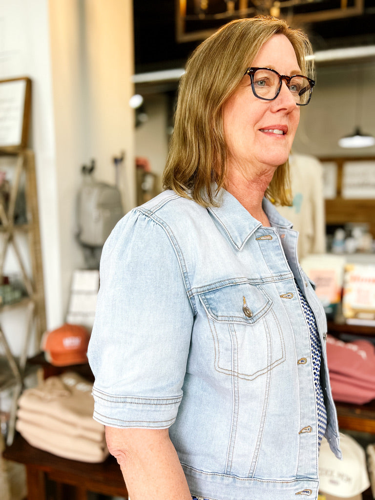 Blue Denim Short Sleeve Jacket