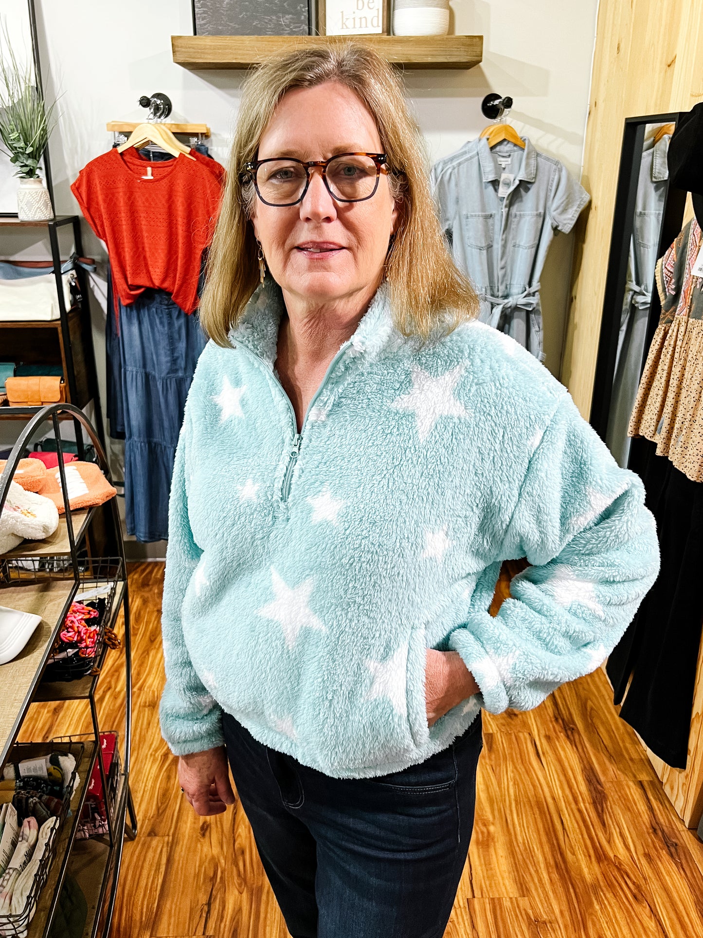 Mint Stars Cozy Jacket