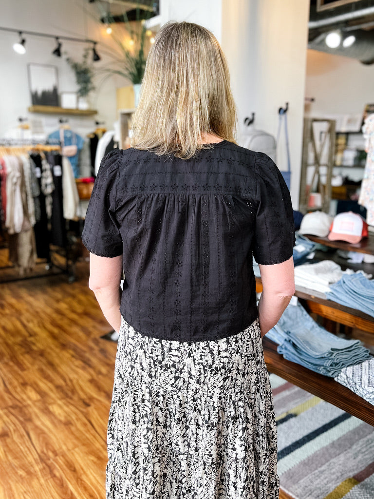 Black Eyelet Crop Top