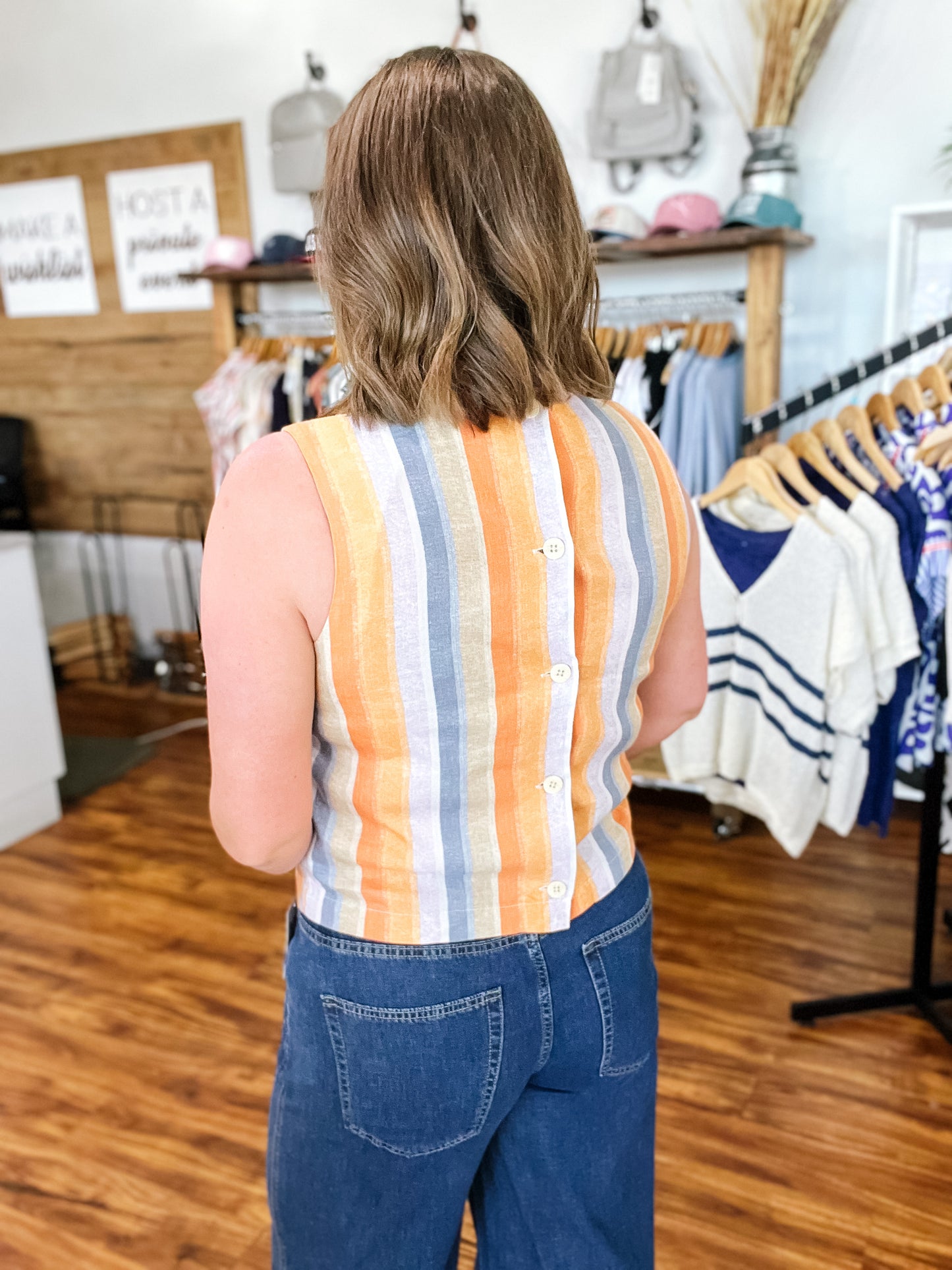 Orange Sleeveless Shell Top