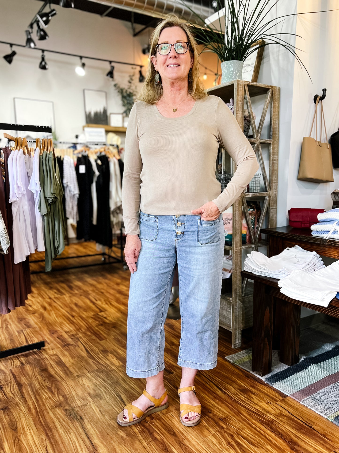 Taupe Scoop Neck Shirt