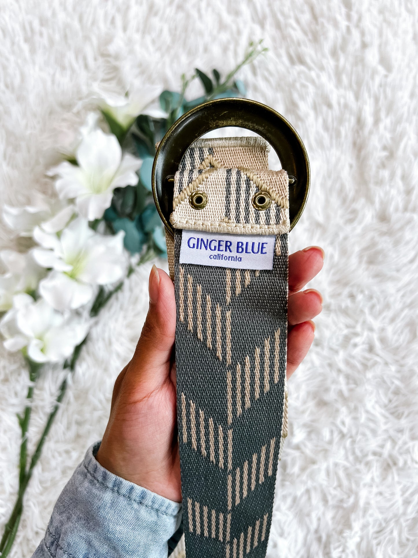 Tan & Stripe Chevron Belt