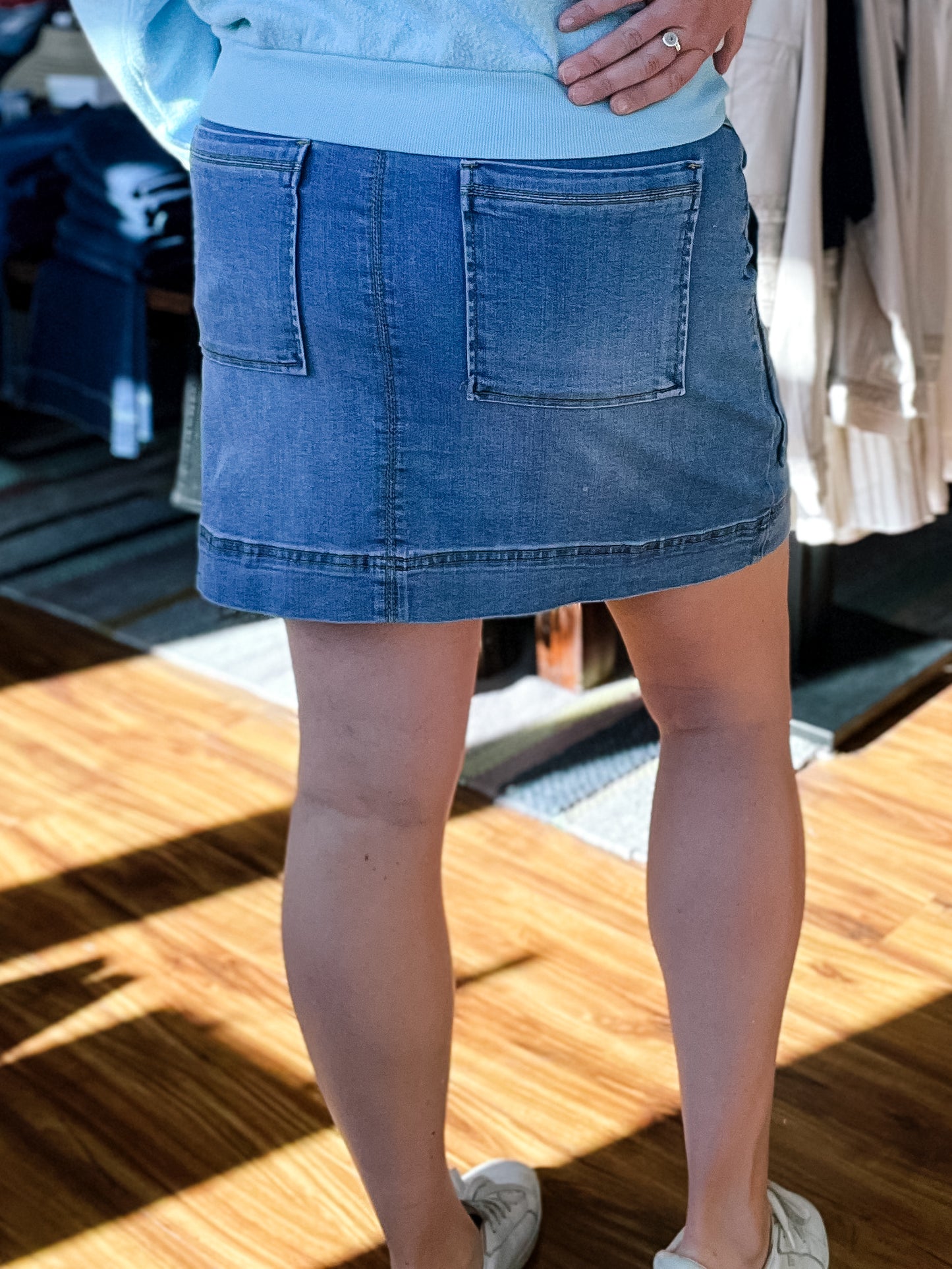 Denim Pull On Skort