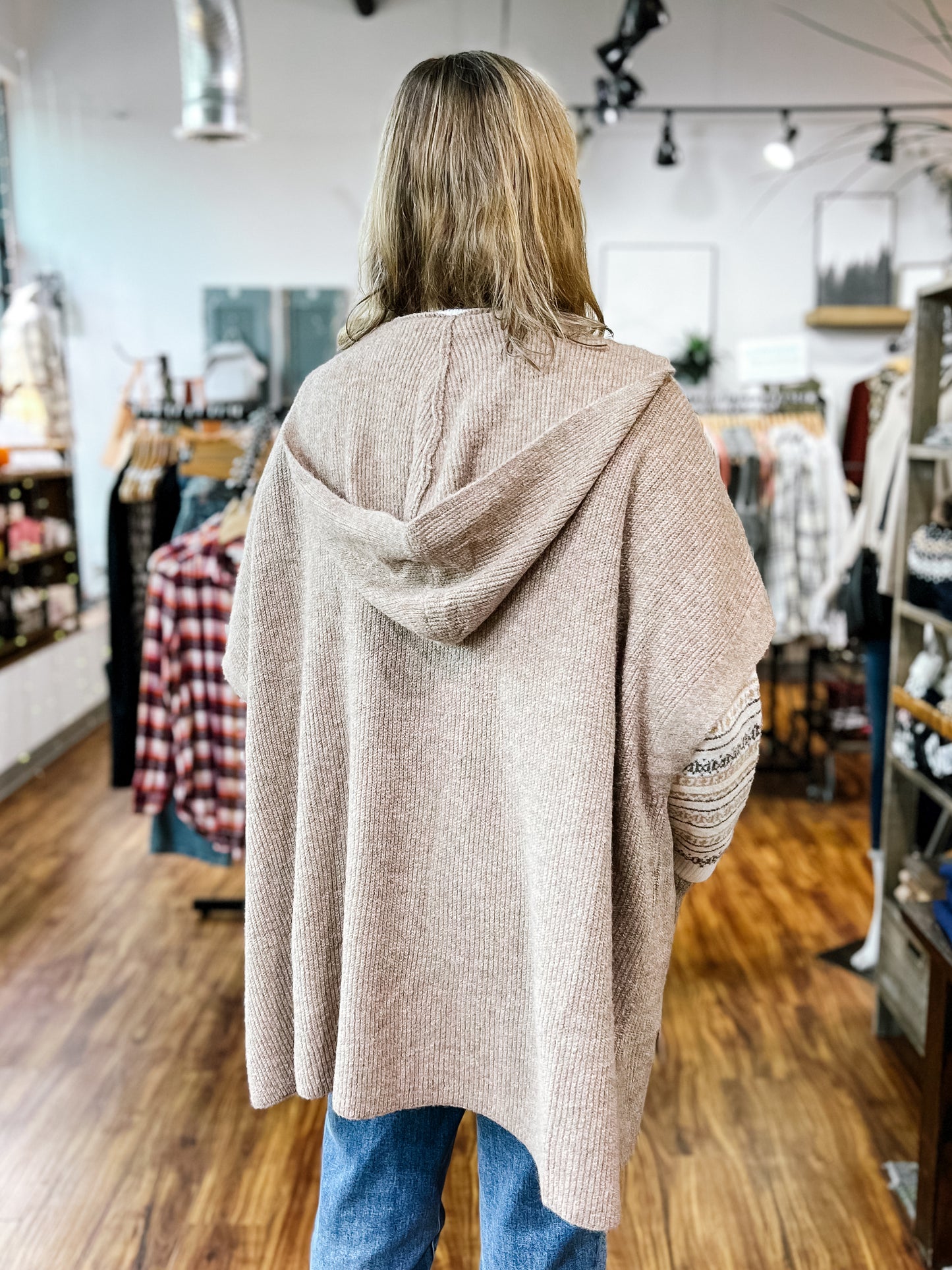Mocha Hooded Sweater Poncho