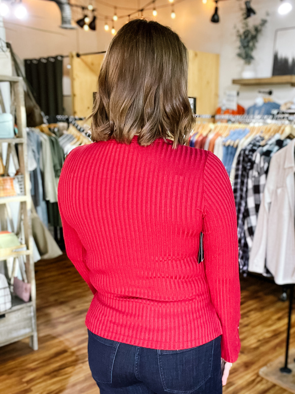 Cranberry Long Sleeve Scoop Neck Top