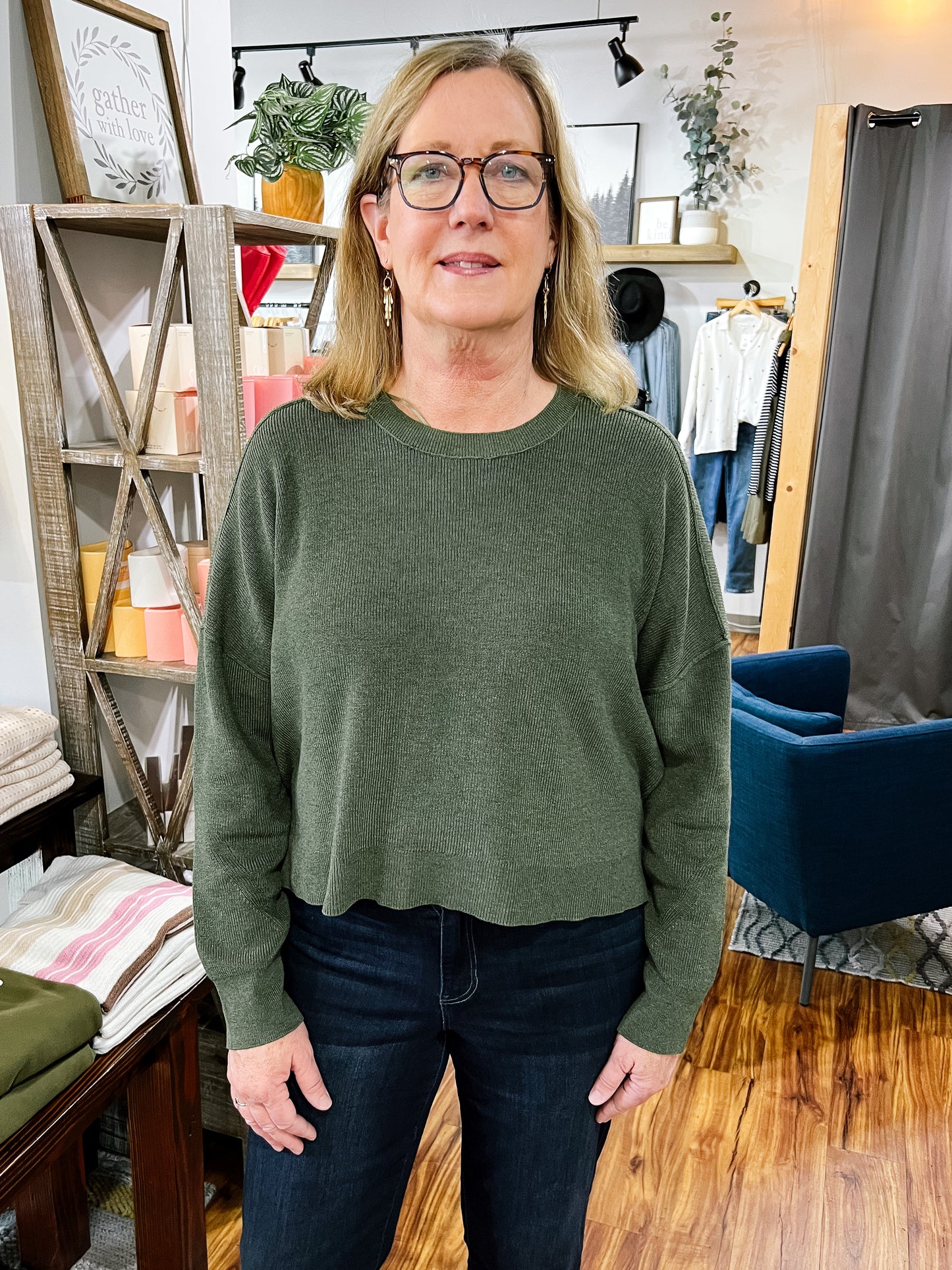 Ivy Green Crop Sweater