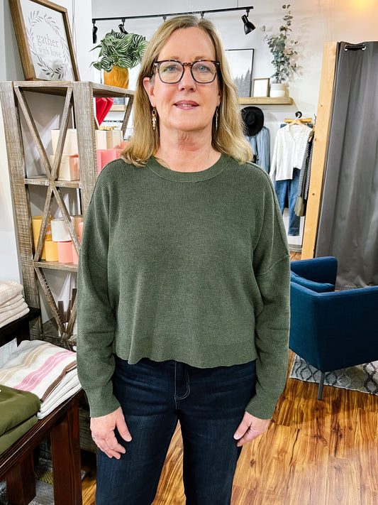 Ivy Green Crop Sweater