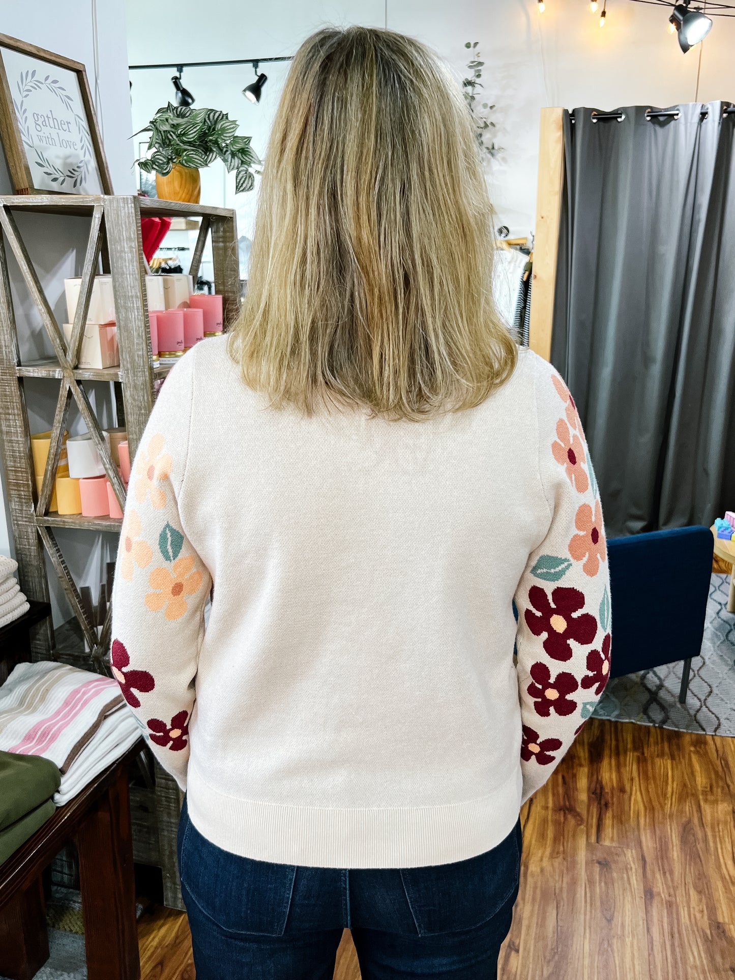Taupe Flower Sweater