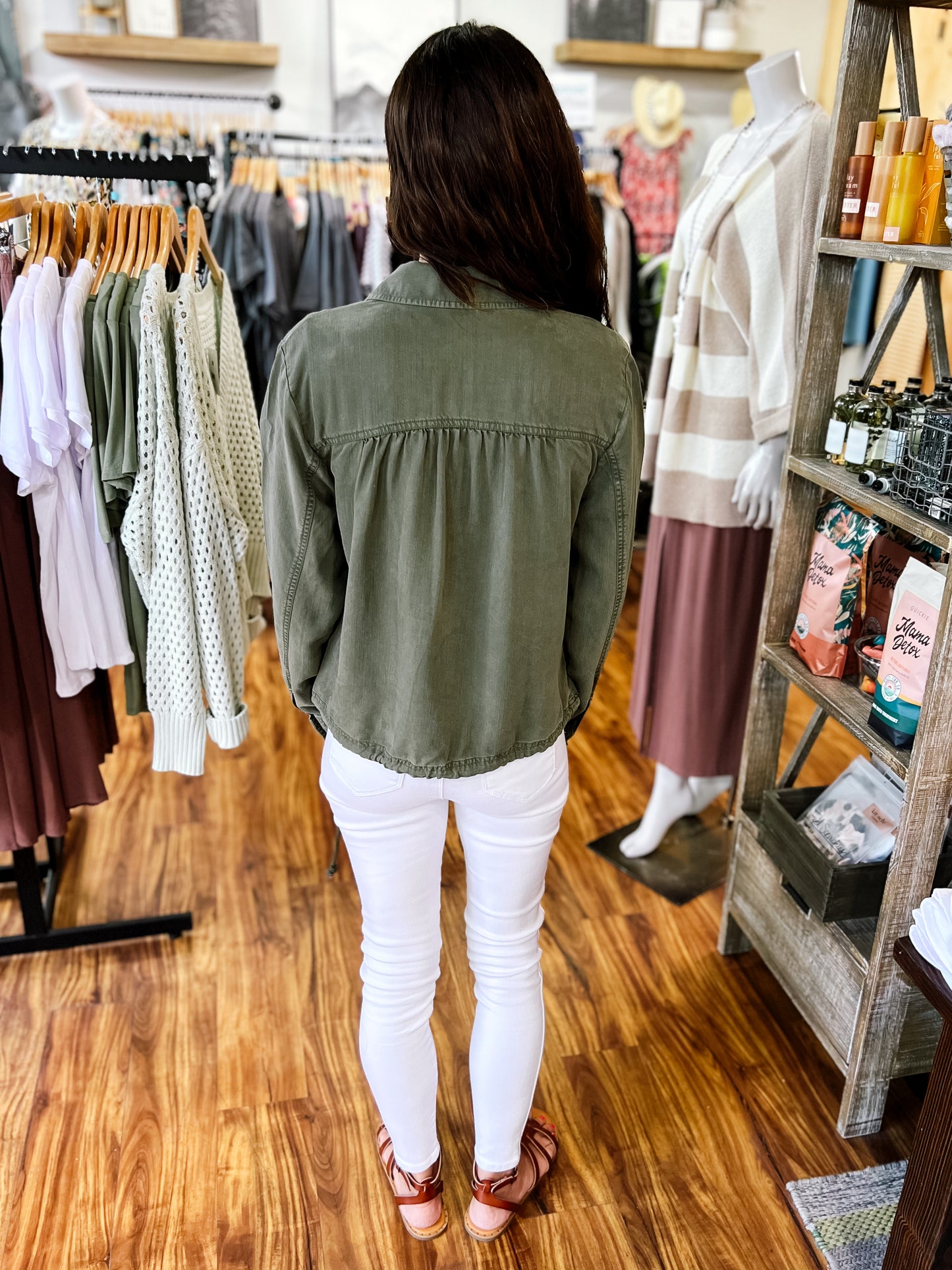Olive Lightweight Drawstring Jacket
