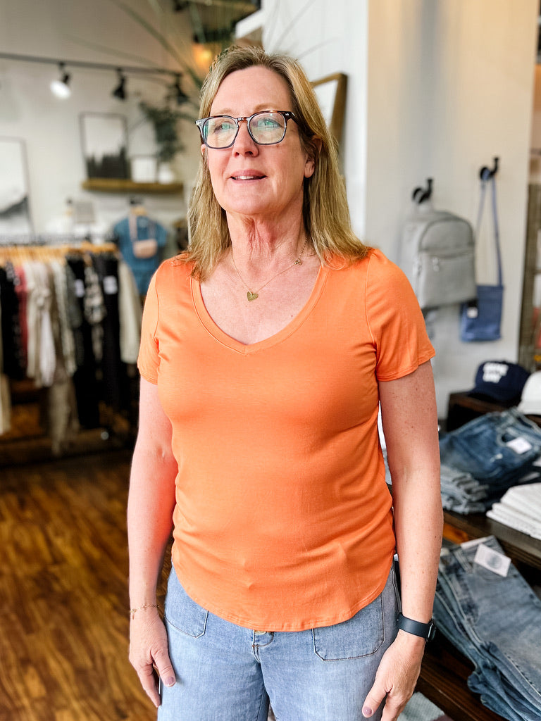 Orange V-Neck Top