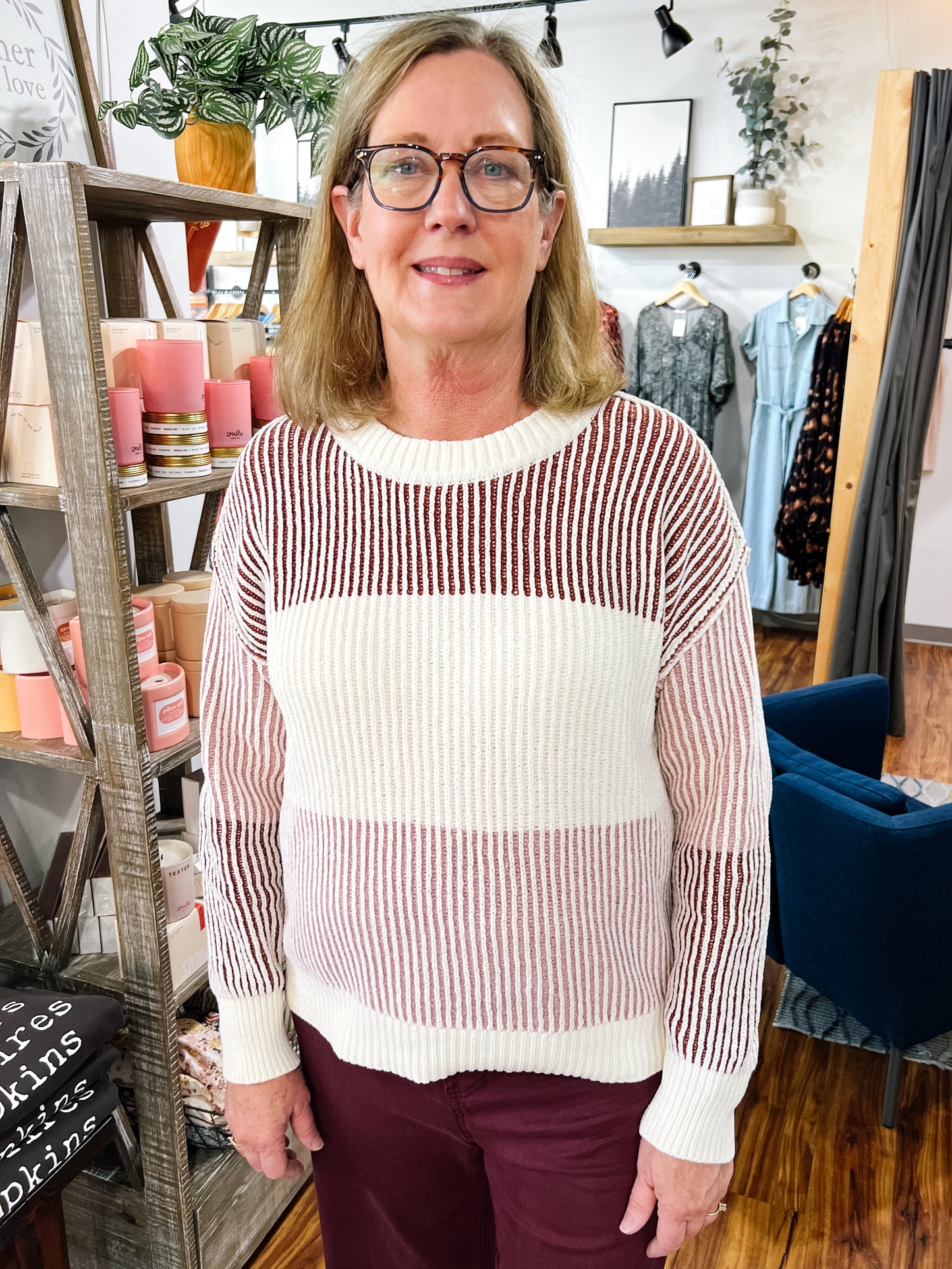 Burgundy & Pink Sweater