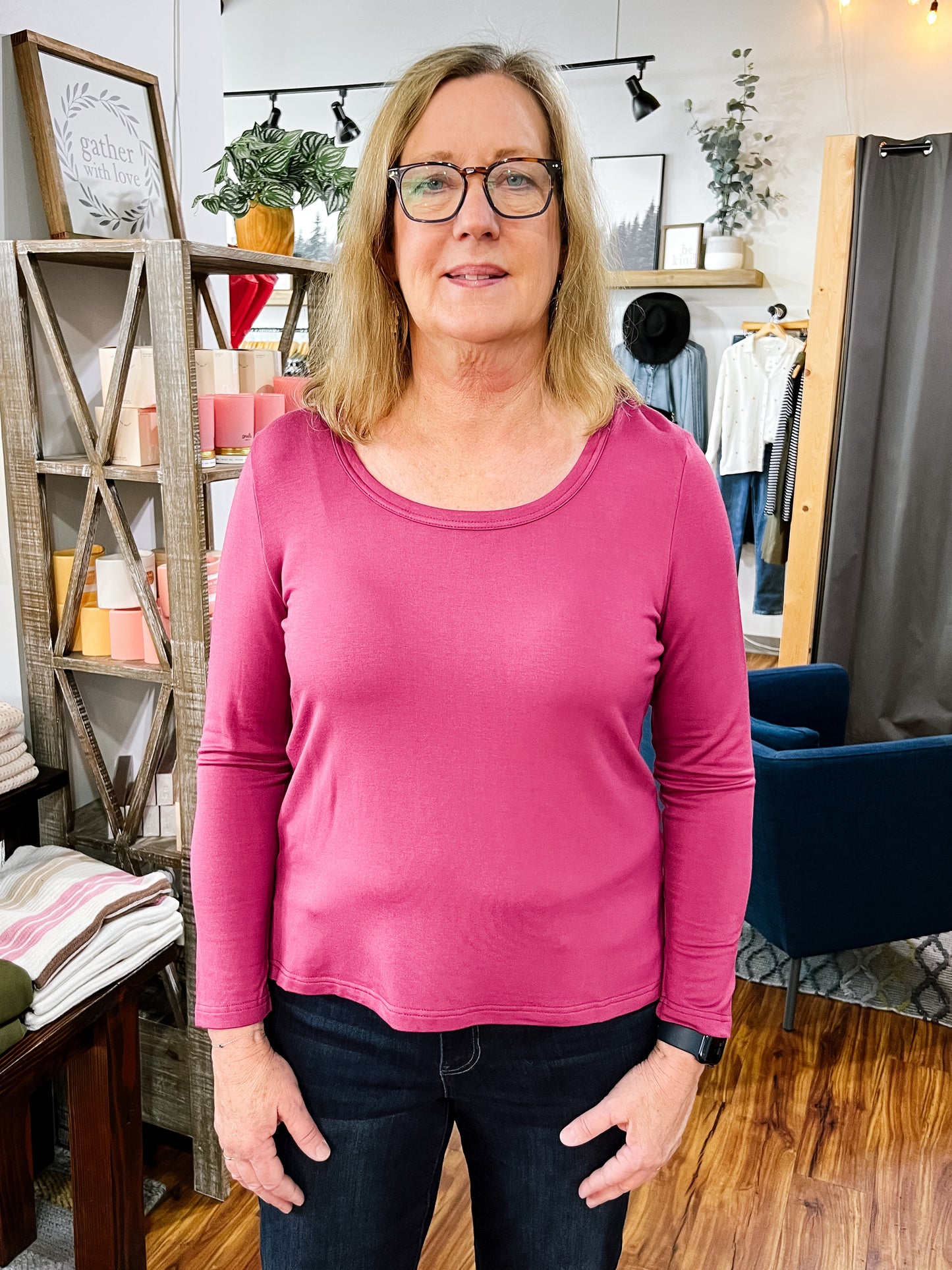 Berry Scoop Neck Top