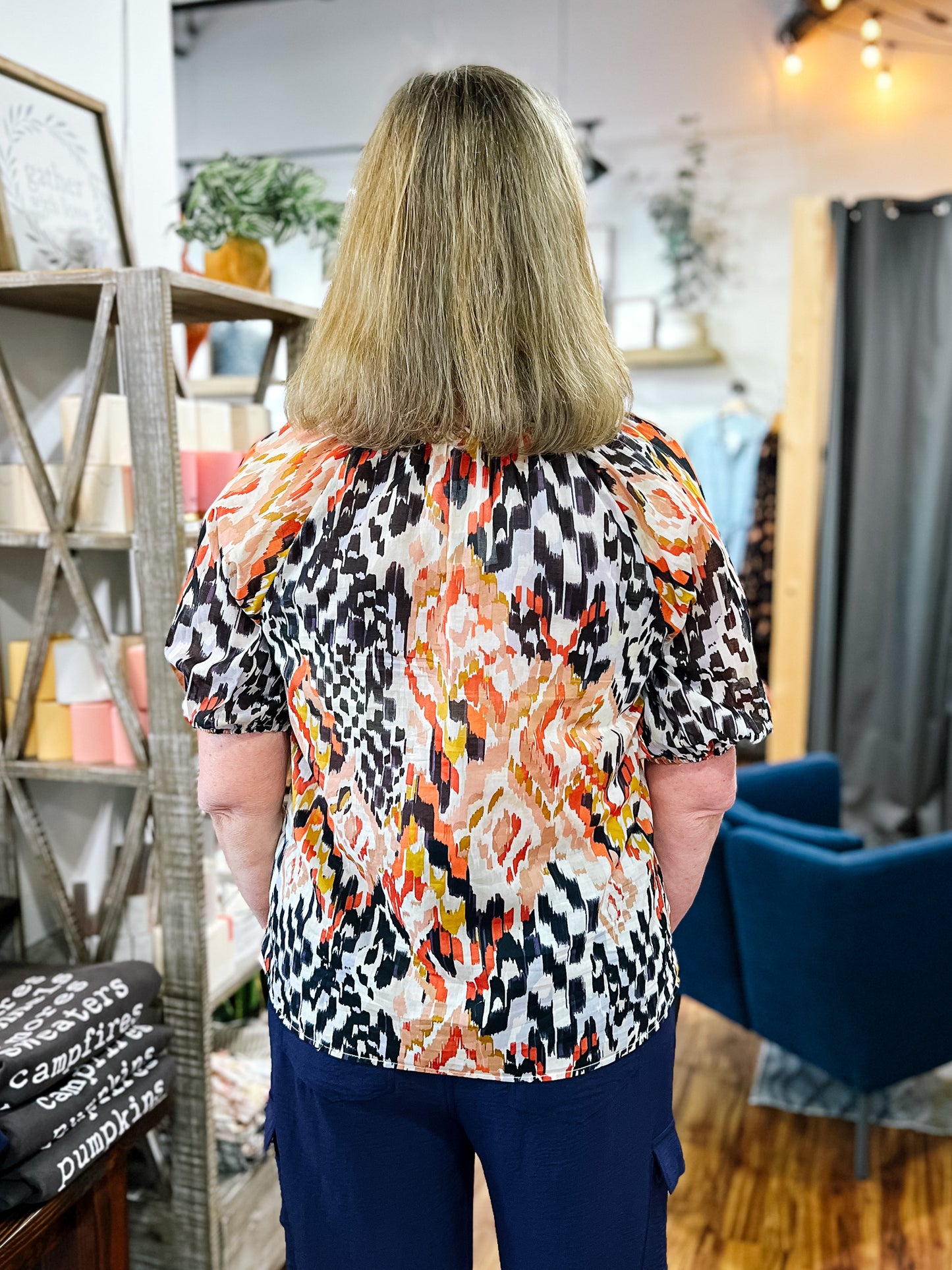 Multi Color Button Front Top