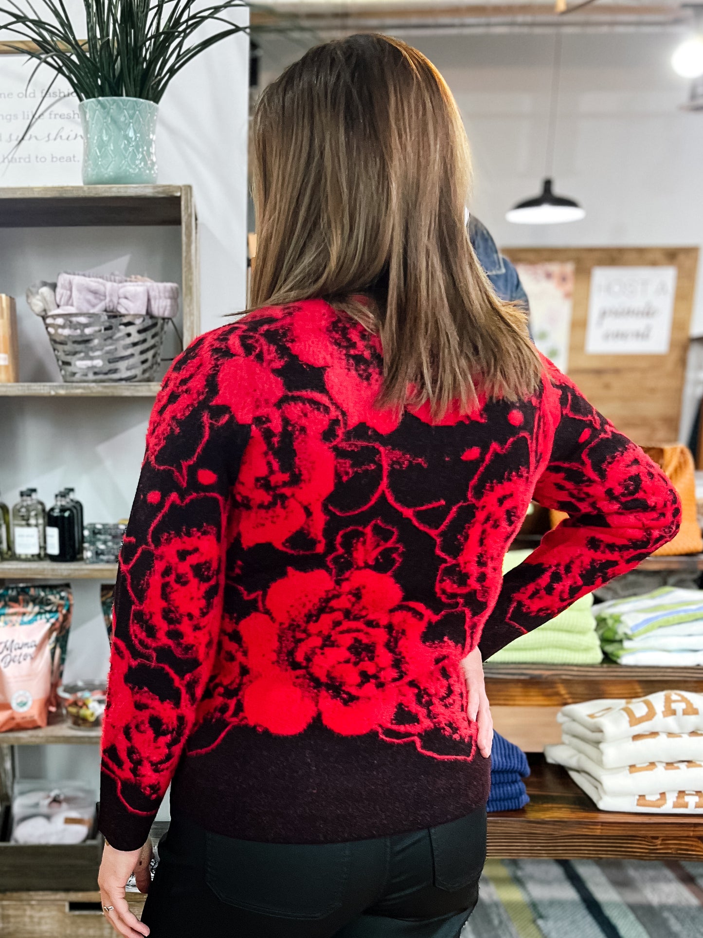 Black And Red Crewneck Sweater
