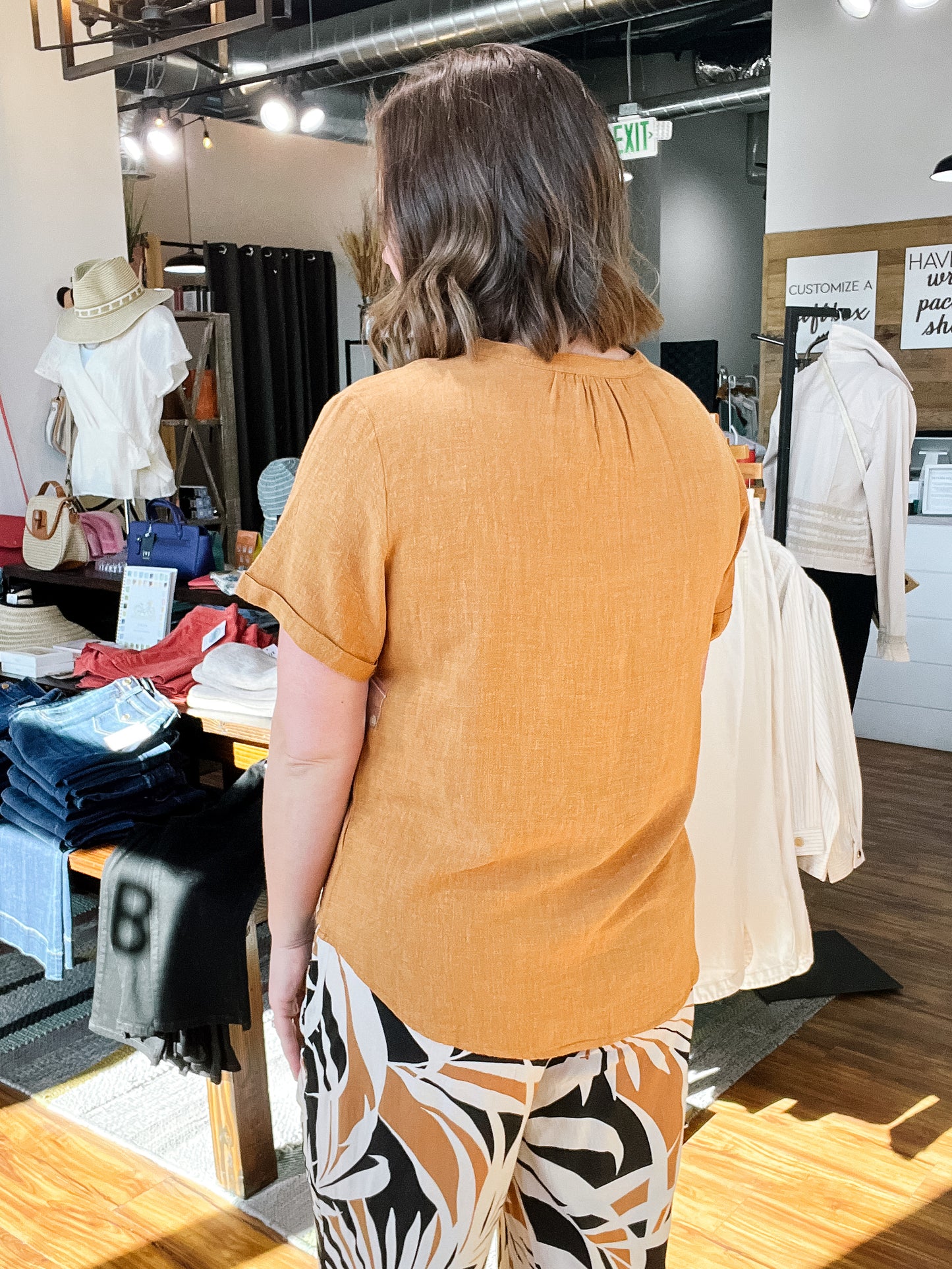 Chestnut Button Front Top