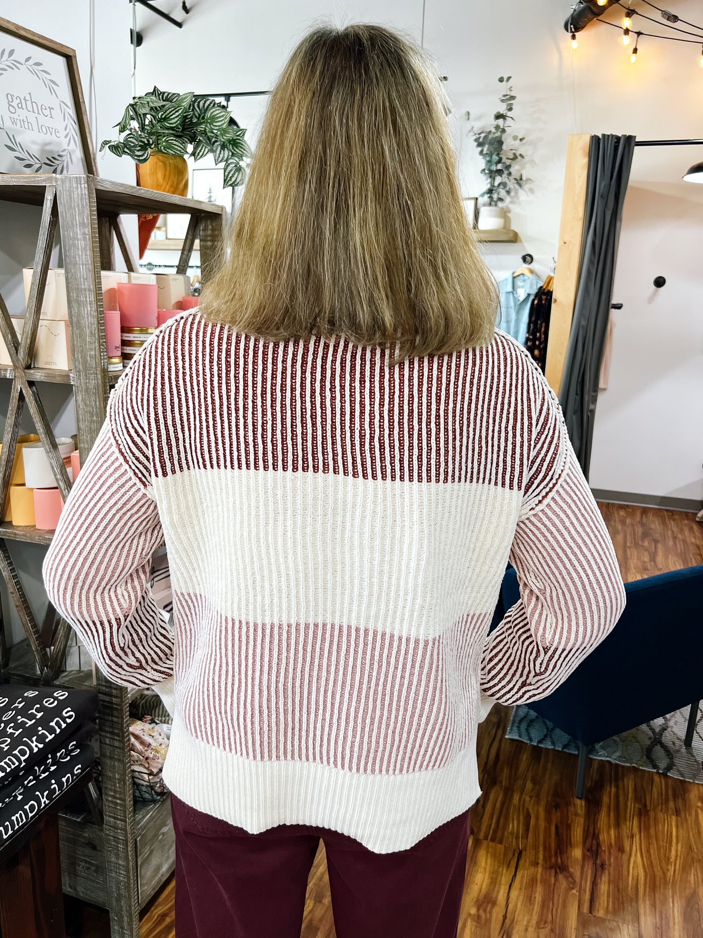 Burgundy & Pink Sweater