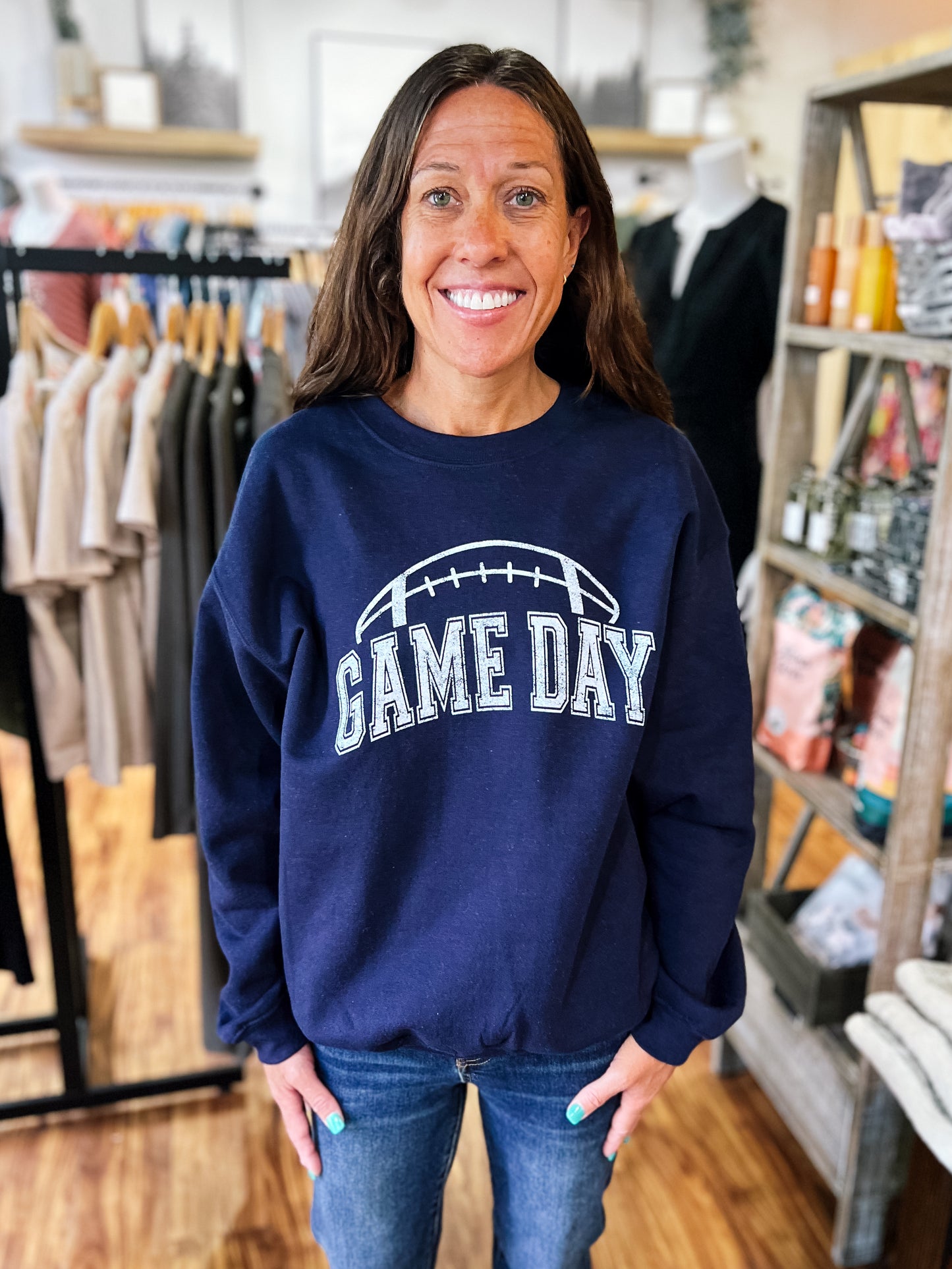 Navy Game Day Football Sweatshirt