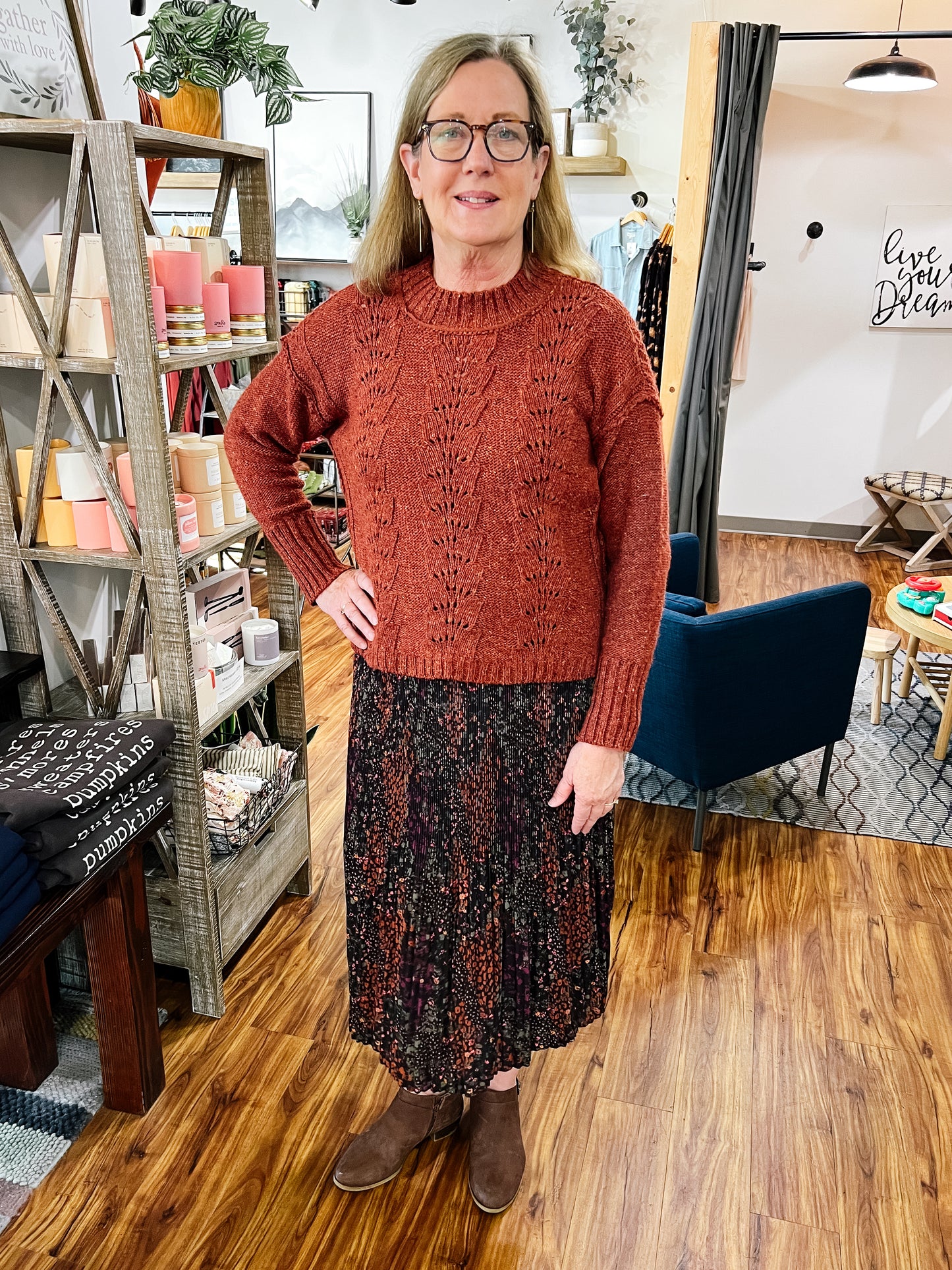 Rust Speckled Mock Turtle Neck Sweater