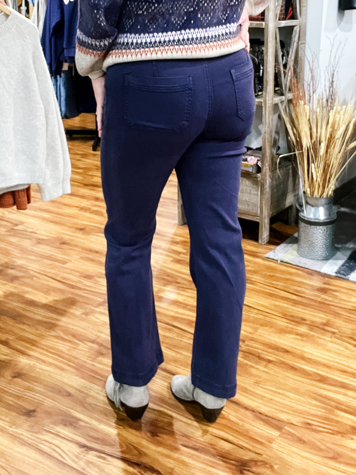 Sapphire Blue Pull On Pant w/ Front Seam