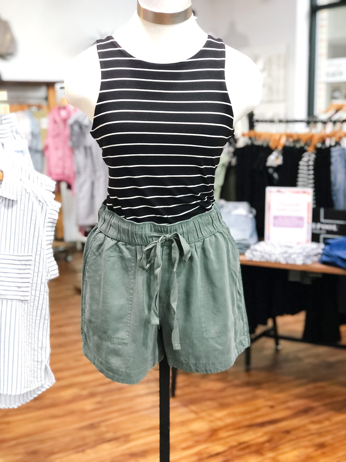 Pine Green Pull-On Shorts